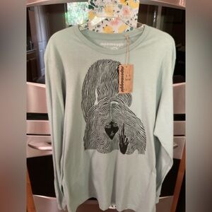 Supermaggie Rabbit Long sleeve t-shirt, mint green with black, 2XL, NWT